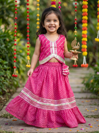 Pink Chanderi Lehanga