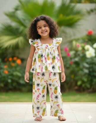 Cream Pineapple Palm Tree Print