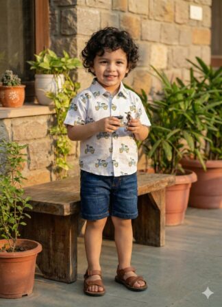 Scooter print white pure cotton shirt