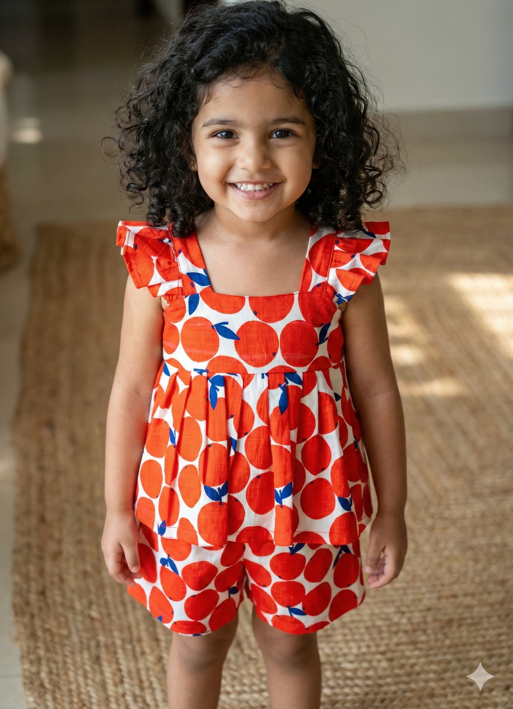 Orange Print Short Sets