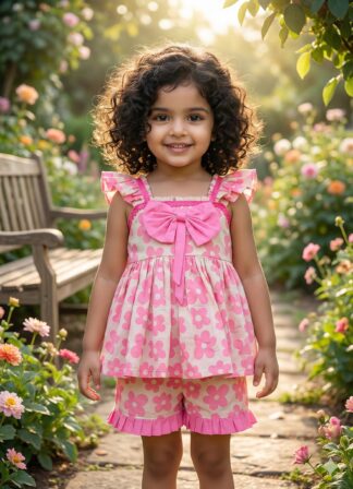 Pink Flower Short Sets