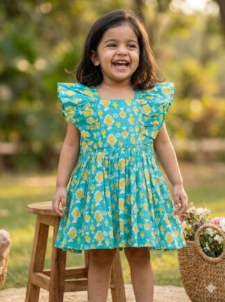 Green Frock with Fish Print
