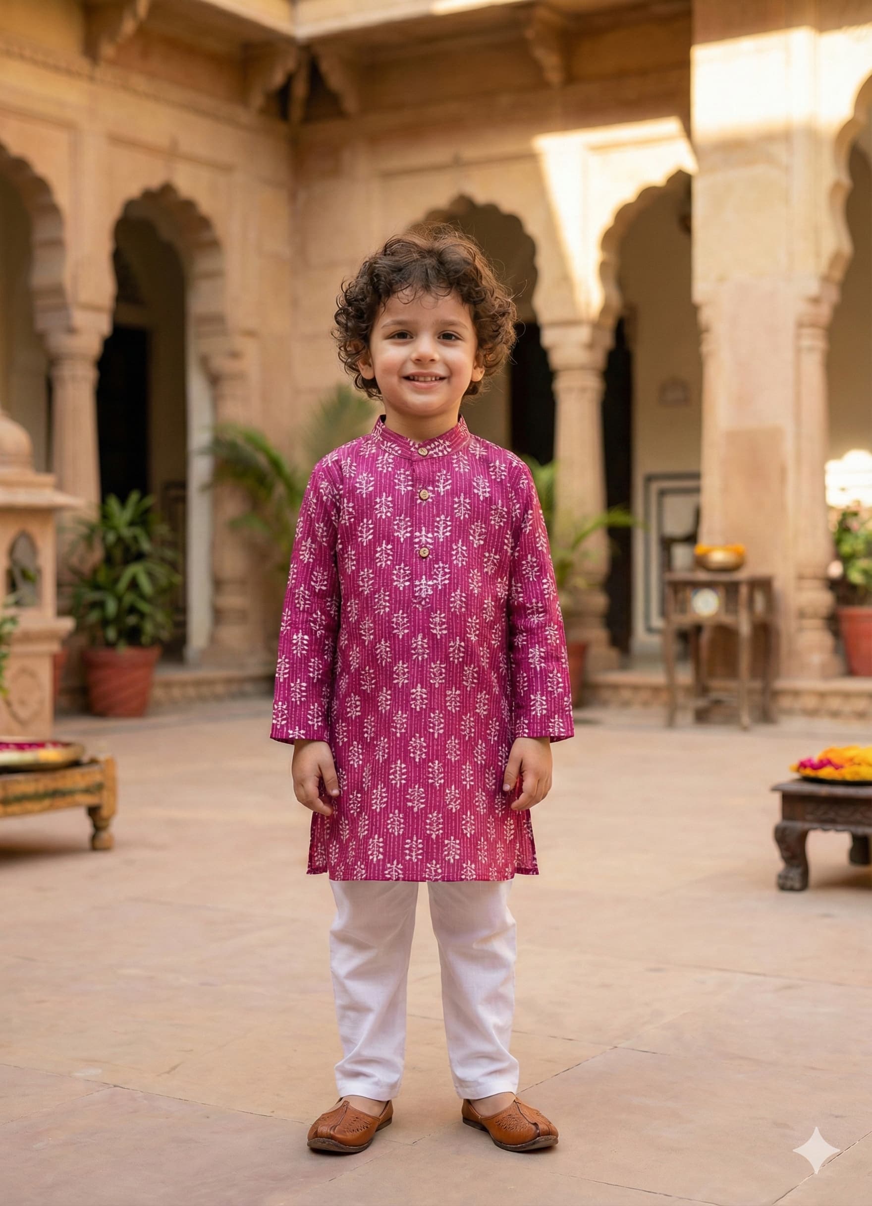 Burgundy cotton kurta pyjama