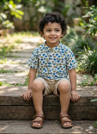 White bird print pure cotton shirt