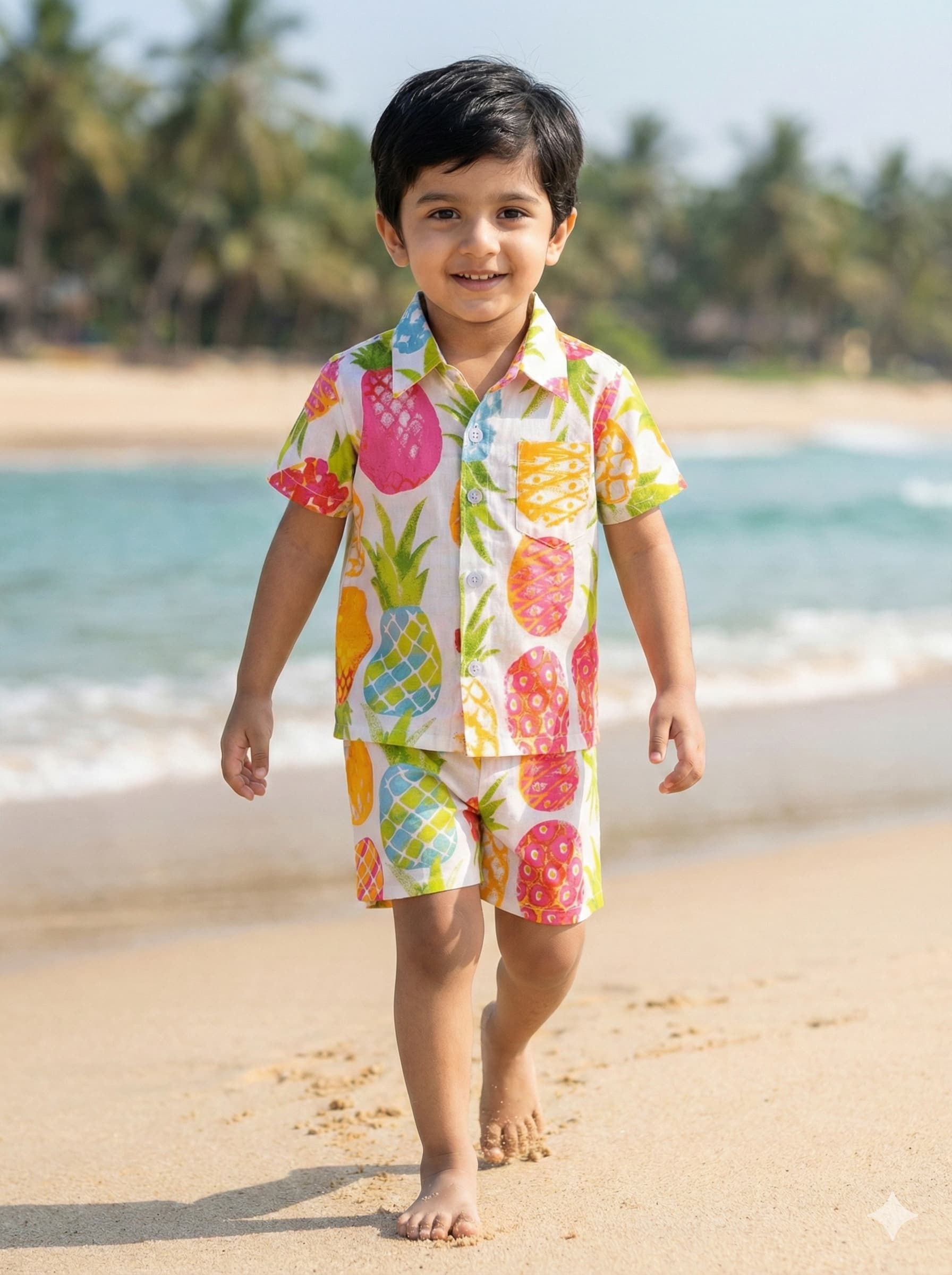 White pineapple printed coord set