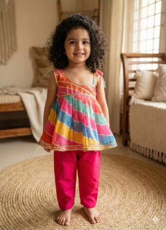 Multi color peplum pant set