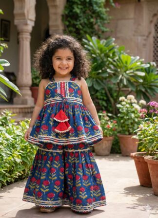 Blue Sharara with Red Flowers