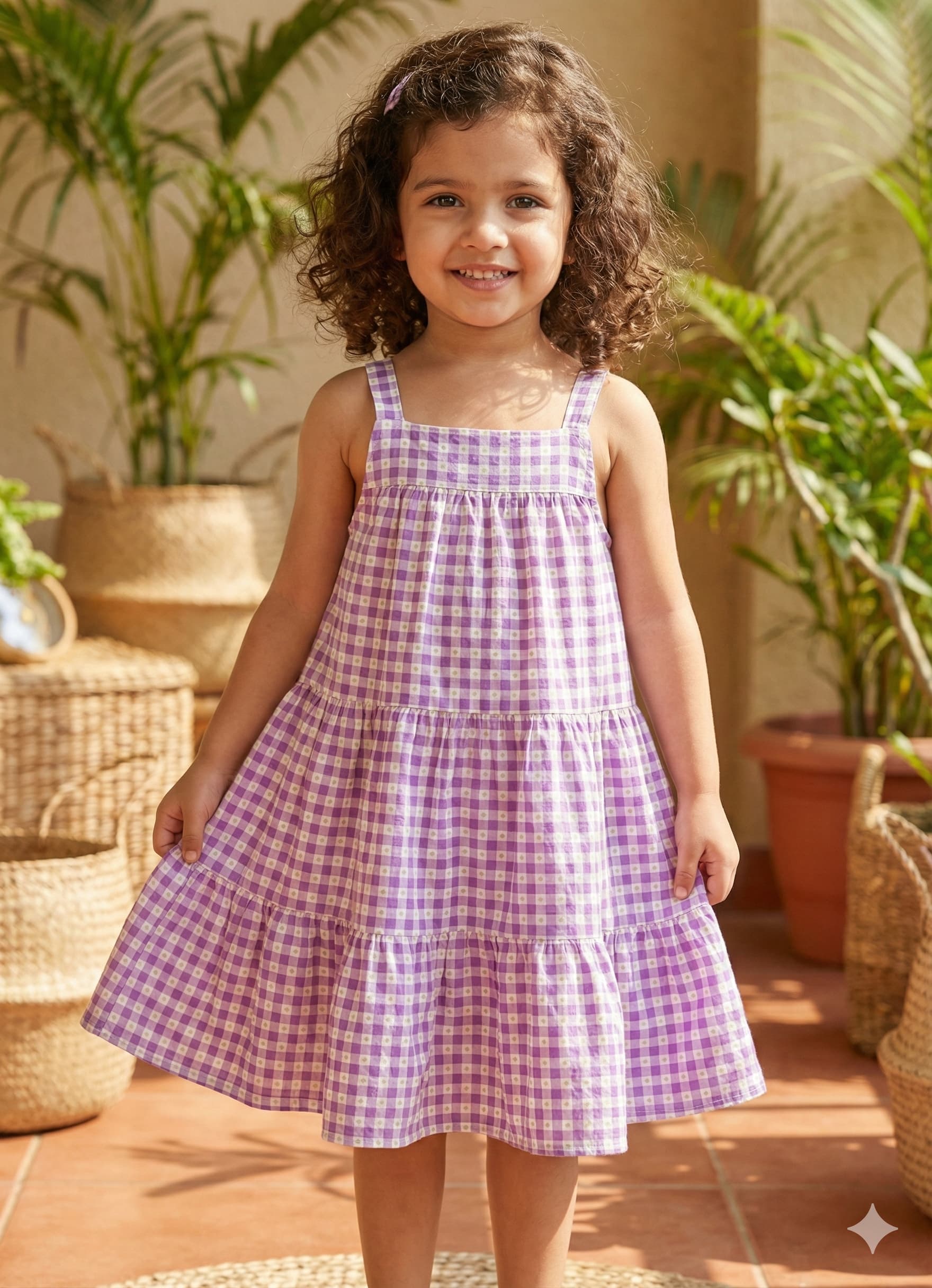 Purple Checks 2 Tier Frock