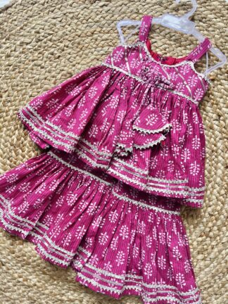 Burgundy sharara set