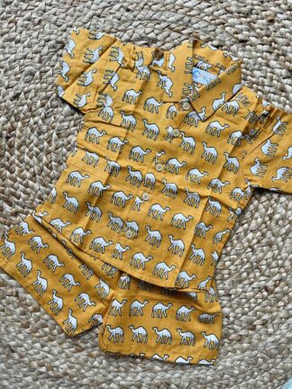 Orange camel printed coord set