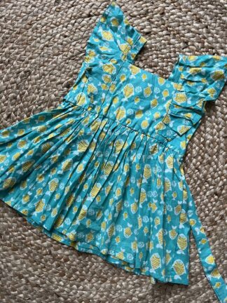 Green Frock with Fish Print