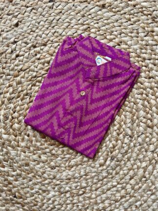 Purple zig zag dual beam cotton kurta pyjama