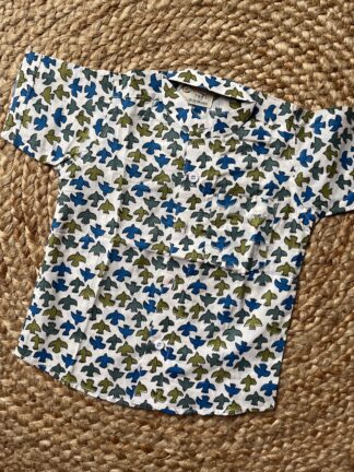 White bird print pure cotton shirt