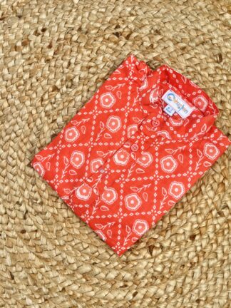 Orange floral kurta pyjama set