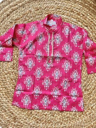 Pink morpankh cotton kurta pyjama