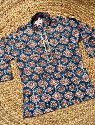 Blue Orange katha kurta pyjama set
