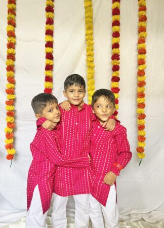 Pink woven south cotton kurta pyjama