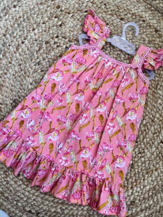 Peach Align  Printed Frock