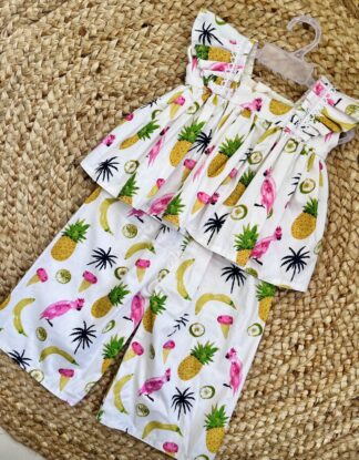 Cream Pineapple Palm Tree Print
