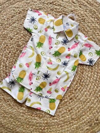 Cream Pineapple printed coord set