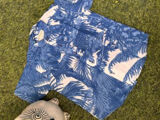 Blue white palm tree pure cotton shirt