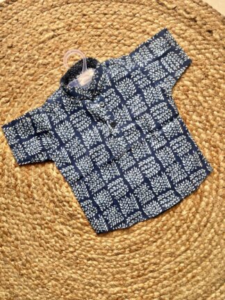 Blue sanganeri printed short kurta