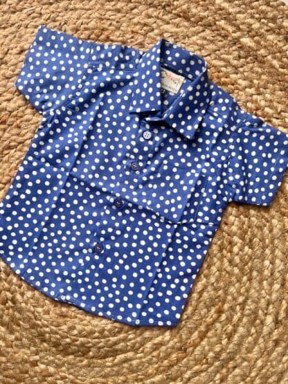 Blue polka dot pure cotton shirt - Image 2