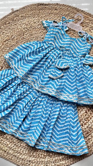 Firozi White Lehria Sharara Set