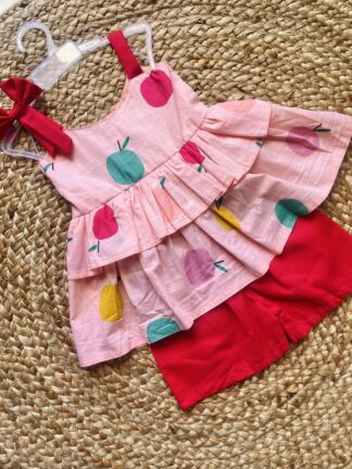 Peach Printed Short Sets