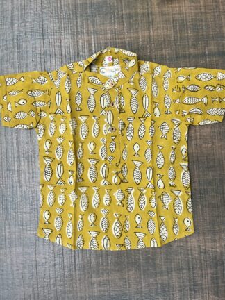 Yellow sanganeri printed short kurta