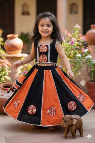 Black orange kali kathiawadi lehenga