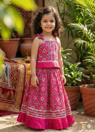 Pink patola print lehenga