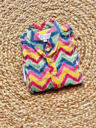 Multicolor zigzag kurta pyjama set