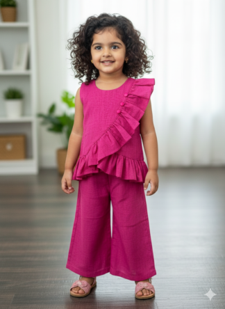 Solid pink pure cotton coord set