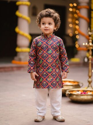 Blue patola print kurta pyjama set