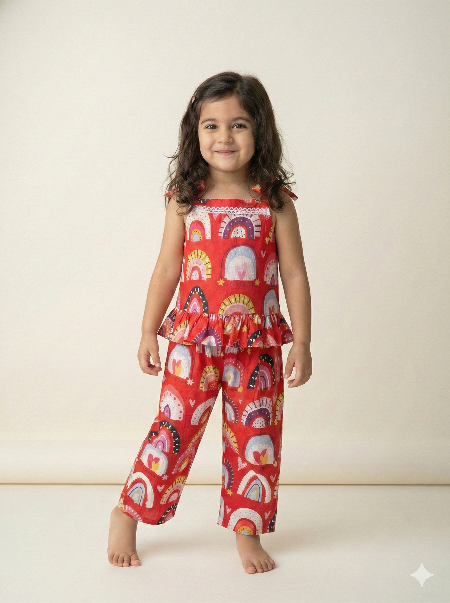 Red rainbow print coord set - Image 2