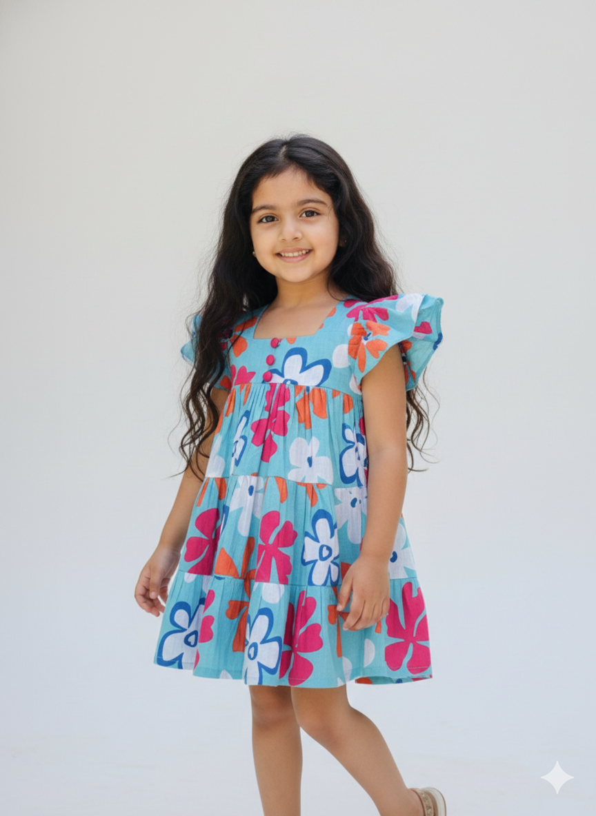 Blue floral frock - Image 2