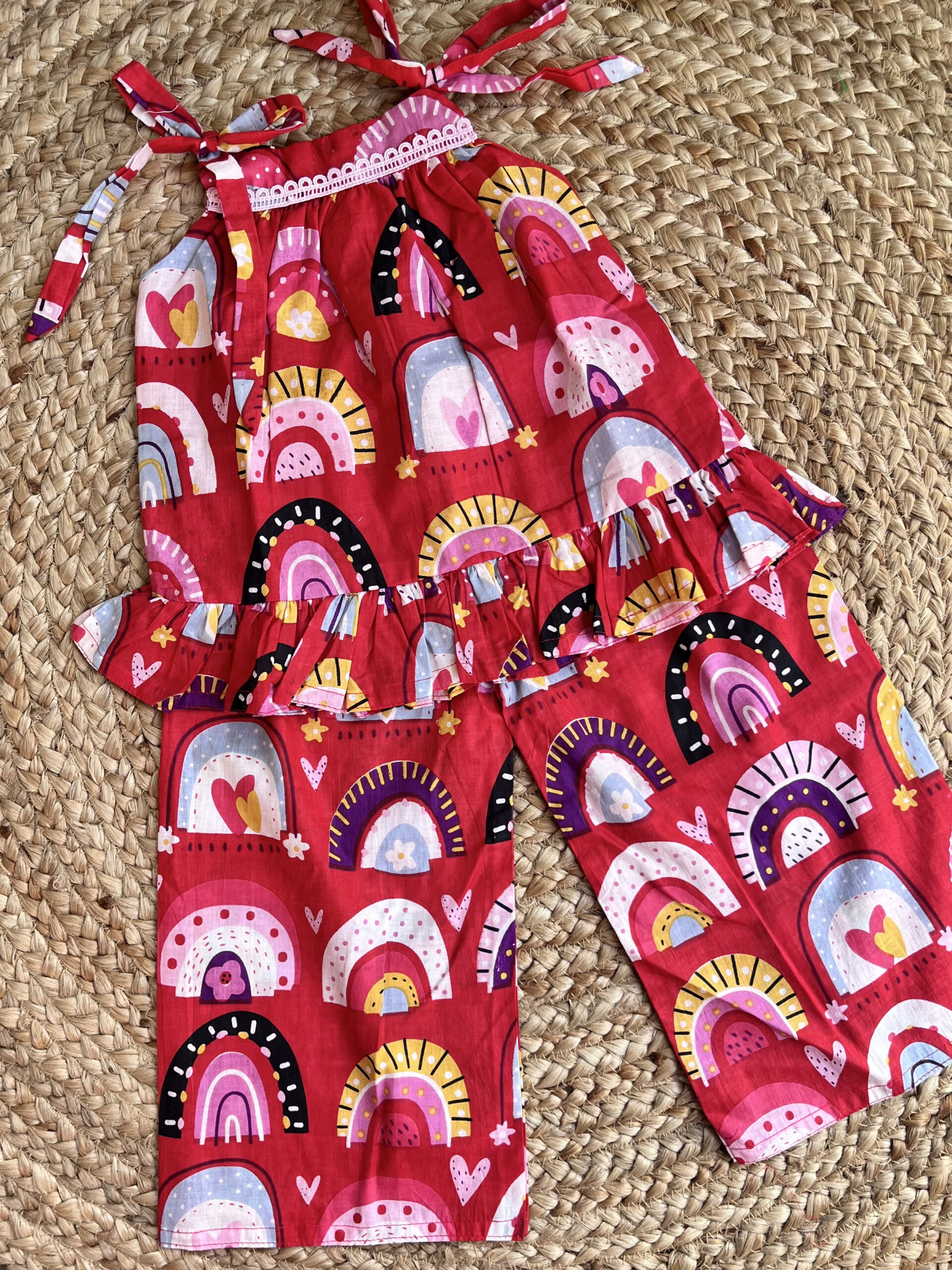 Red rainbow print coord set - Image 3