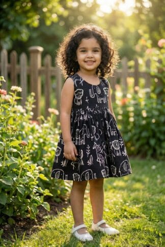 Black dabu print frock