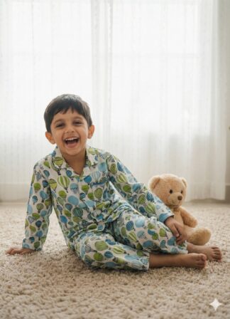 White Hot Air Baloon Printed Night Suit