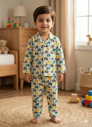 White Elephant print night suit