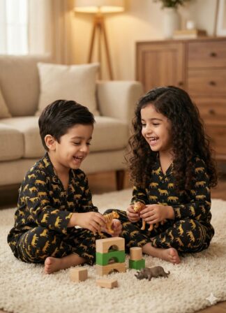 Black cheetah print night suit