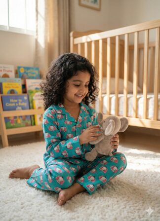 Blue elephant print night suit