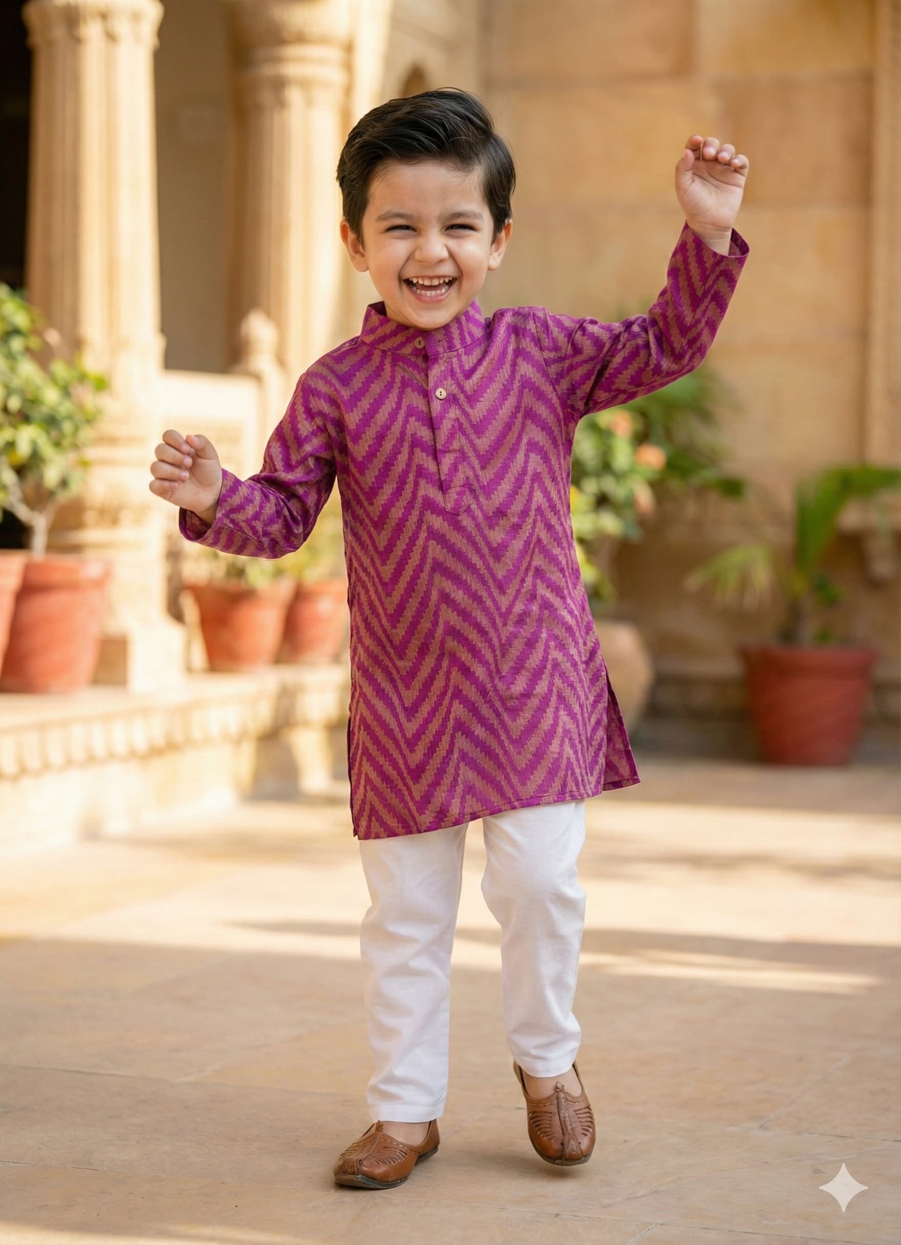 Purple zig zag dual beam cotton kurta pyjama - Image 2