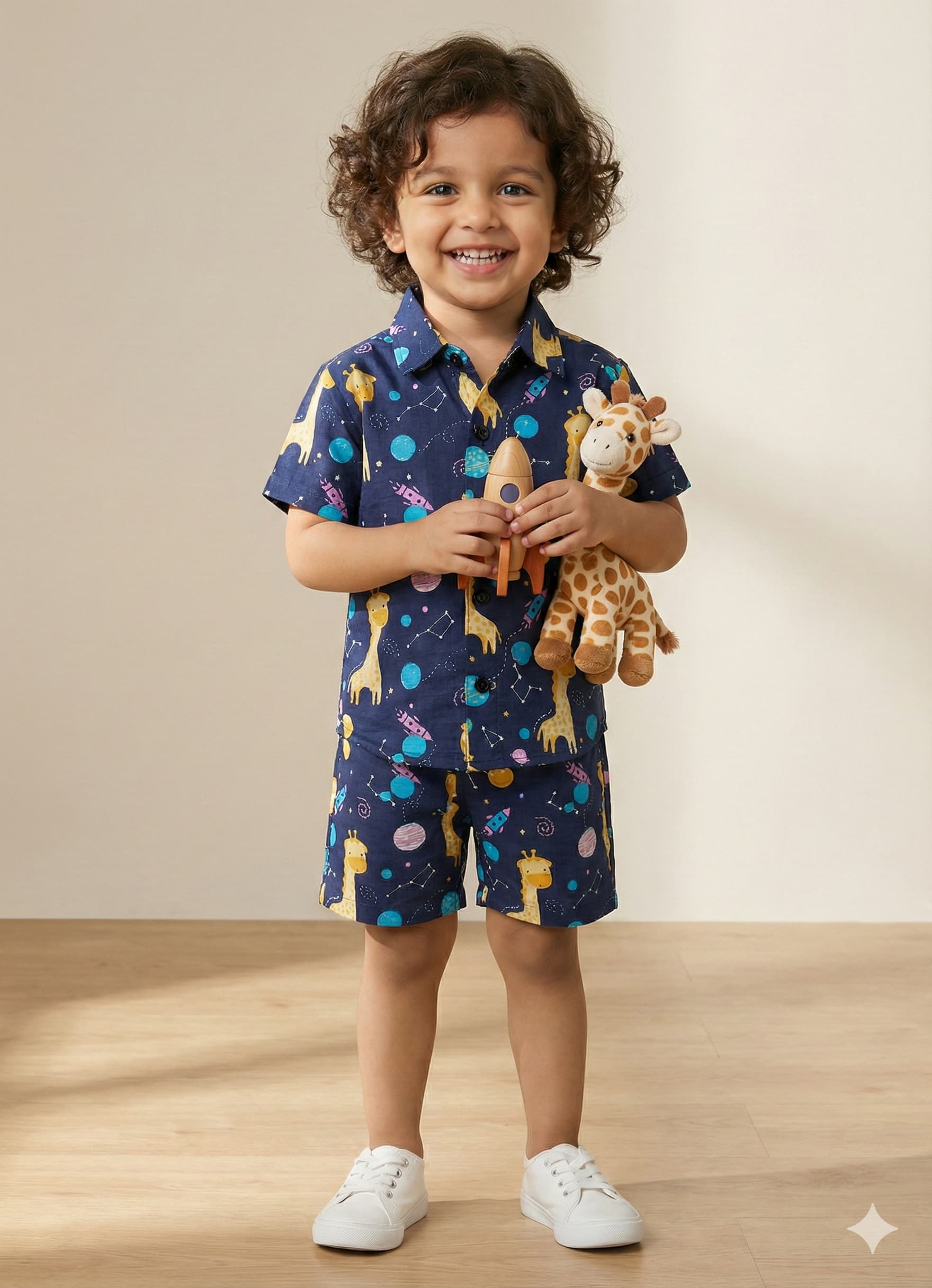 Blue giraffe print coord set