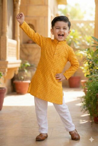 Yellow dual beam kurta pyjama