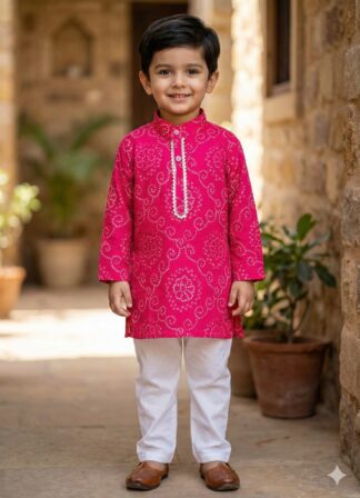 Pink Bandhani kurta pyjama