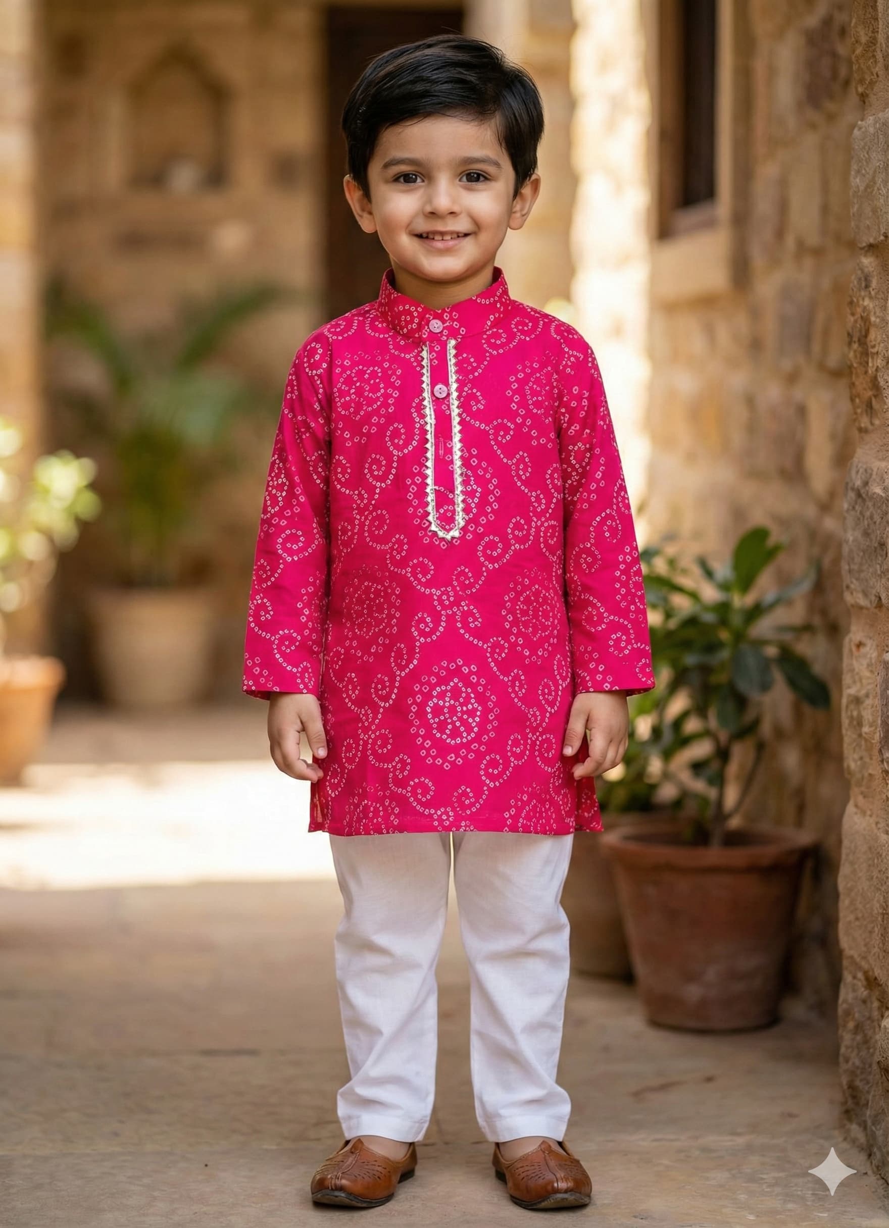 Pink Bandhani kurta pyjama