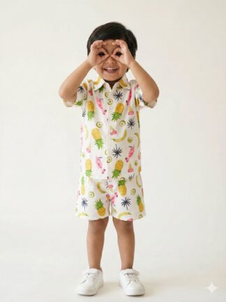 Cream Pineapple printed coord set