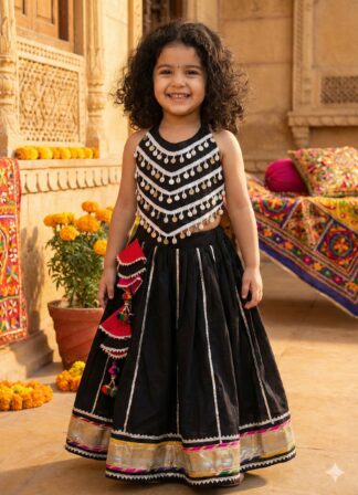 Black lehenga with kodi backless blouse